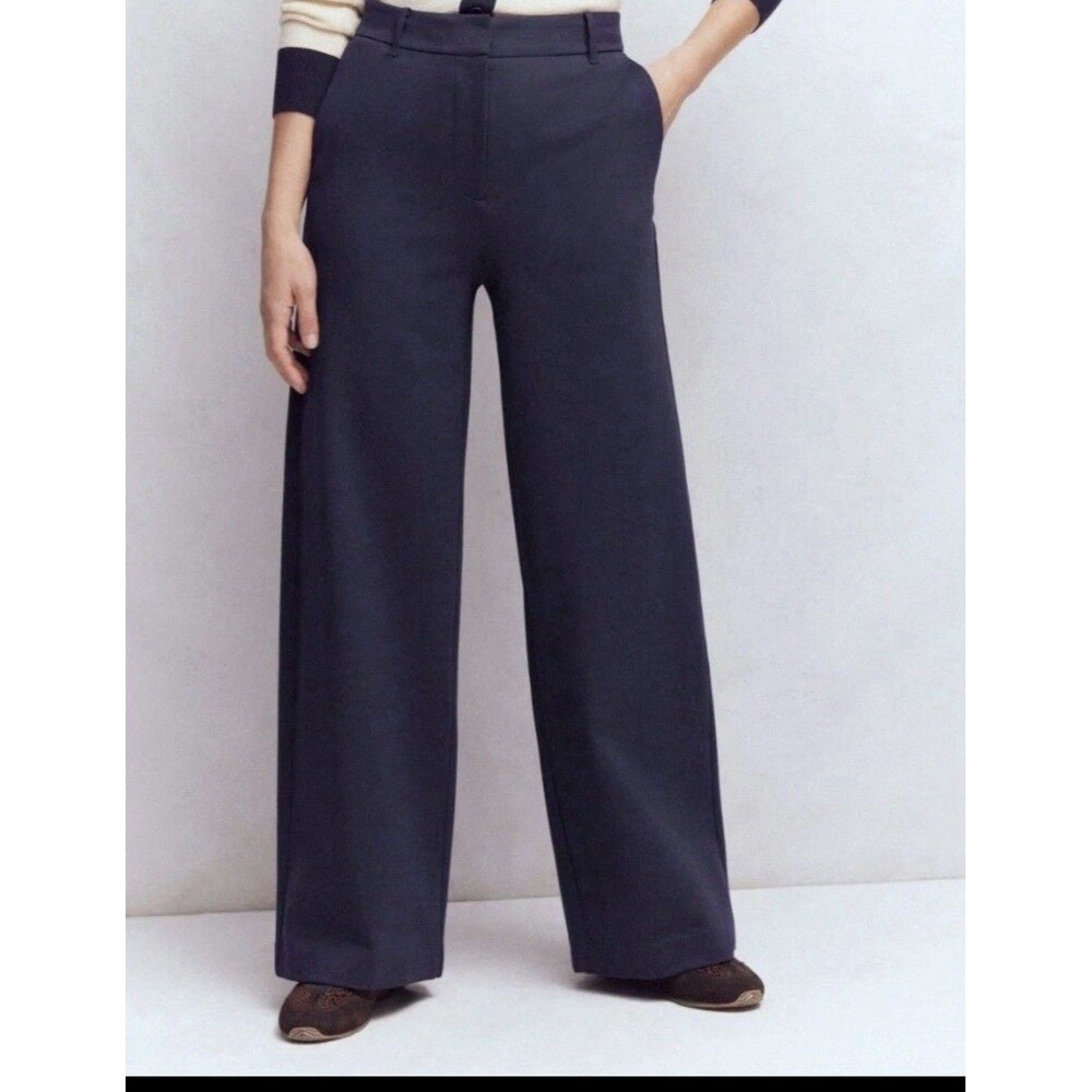Boden Belgravia Ponte Trousers Navy Blue Plus 20-22R Corporate Preppy Wide Leg